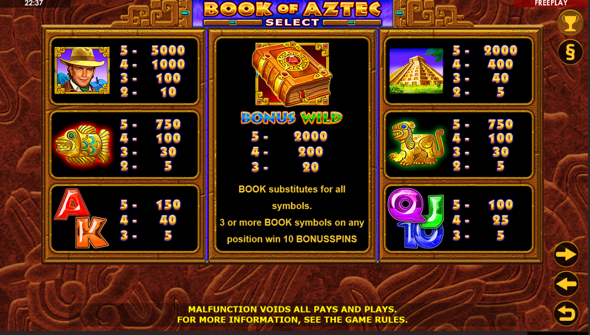 Book of Aztec Select Игровой процесс